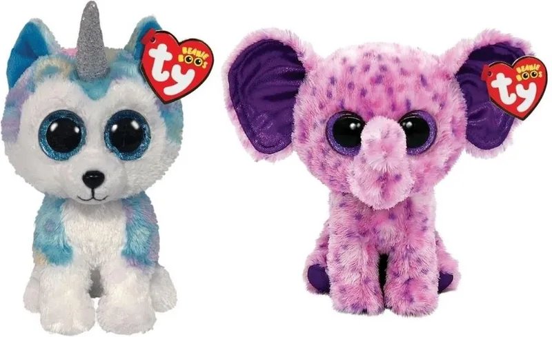 Knuffel - Beanie Boo's - Helena Husky & Eva Elephant by Ty in Multicolour – product photo