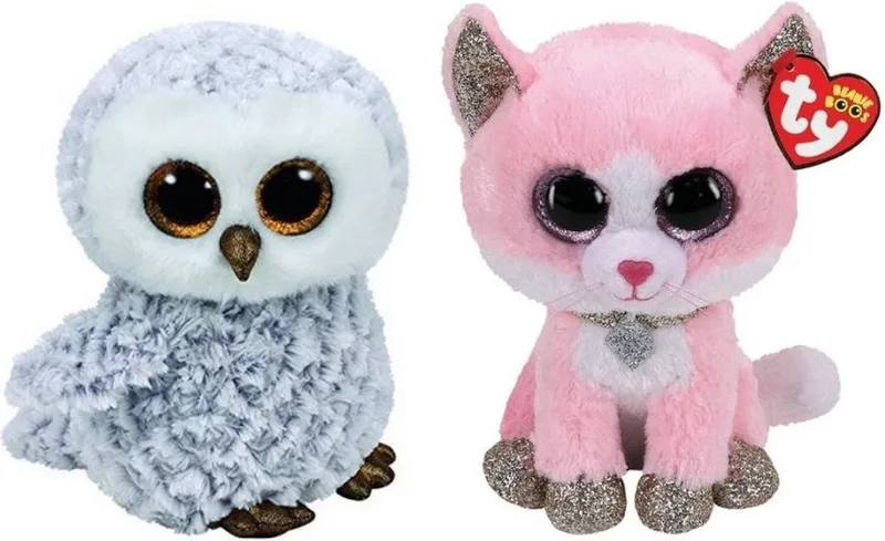 Knuffel - Beanie Boo's - Helena Husky & Fiona Pink Cat de Ty en Multicolore – photo produit