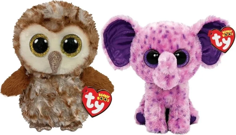 Knuffel - Beanie Boo's - Percy Owl & Eva Elephant by Ty in Multicolour – product photo