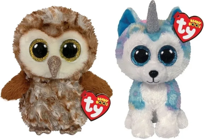 Knuffel - Beanie Boo's - Percy Owl & Helena Husky från Ty i Flerfärgad – produktbild