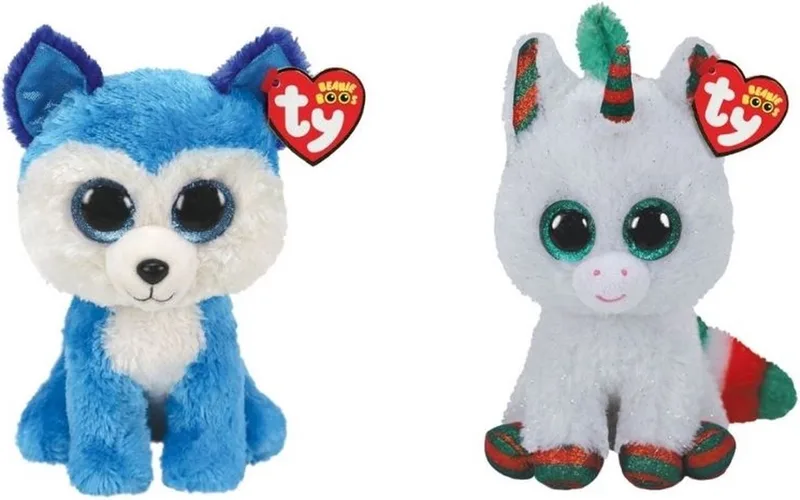 Knuffel - Beanie Boo's - Prince Husky & Christmas Unicorn de Ty en Multicolore – photo produit