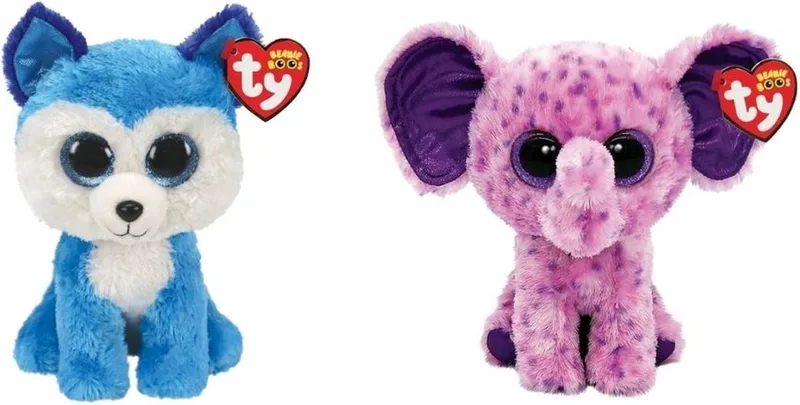 Knuffel - Beanie Boo's - Prince Husky & Eva Elephant från Ty i Flerfärgad – produktbild