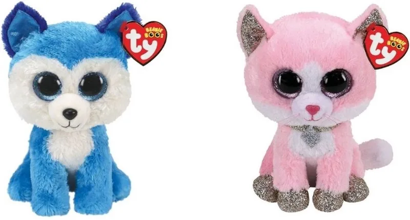 Knuffel - Beanie Boo's - Prince Husky & Fiona Pink Cat de Ty en Multicolore – photo produit
