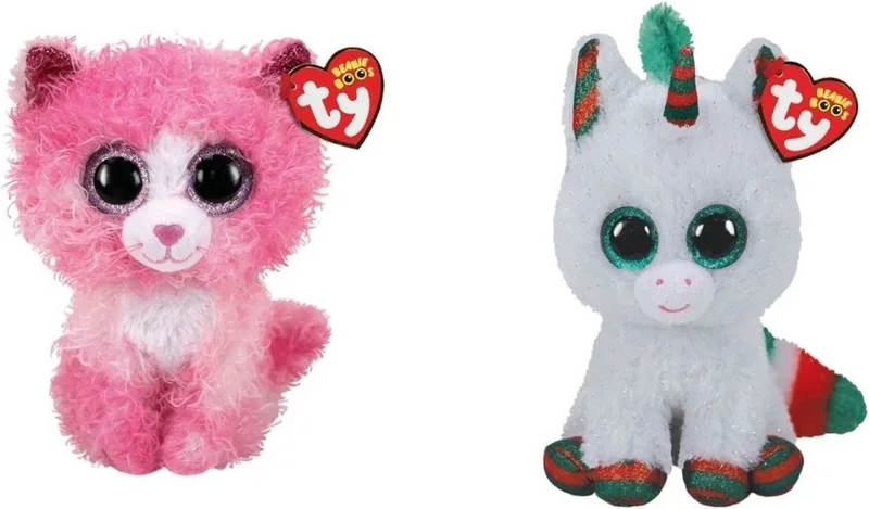 Knuffel - Beanie Boo's - Reagan Cat & Christmas Unicorn by Ty in Multicolour – product photo