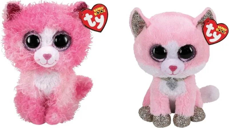 Knuffel - Beanie Boo's - Reagan Cat & Fiona Pink Cat de Ty en Multicolore – photo produit