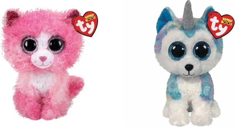 Knuffel - Beanie Boo's - Reagan Cat & Helena Husky by Ty in Multicolour – product photo