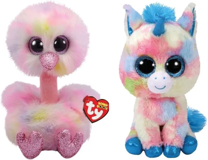 Knuffel - Beanie Buddy - Avery Ostrich & Blitz Unicorn by Ty in Multicolour – product photo