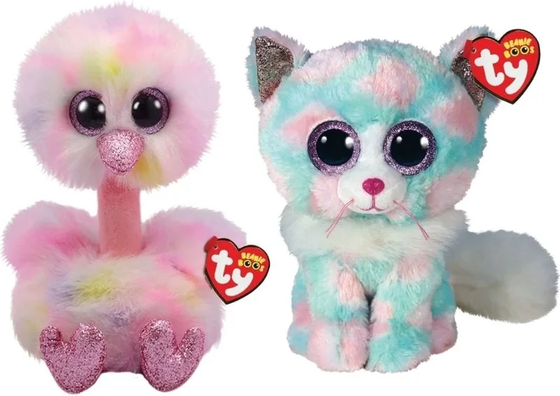 Knuffel - Beanie Buddy - Avery Ostrich & Opal Cat by Ty in Multicolour – product photo