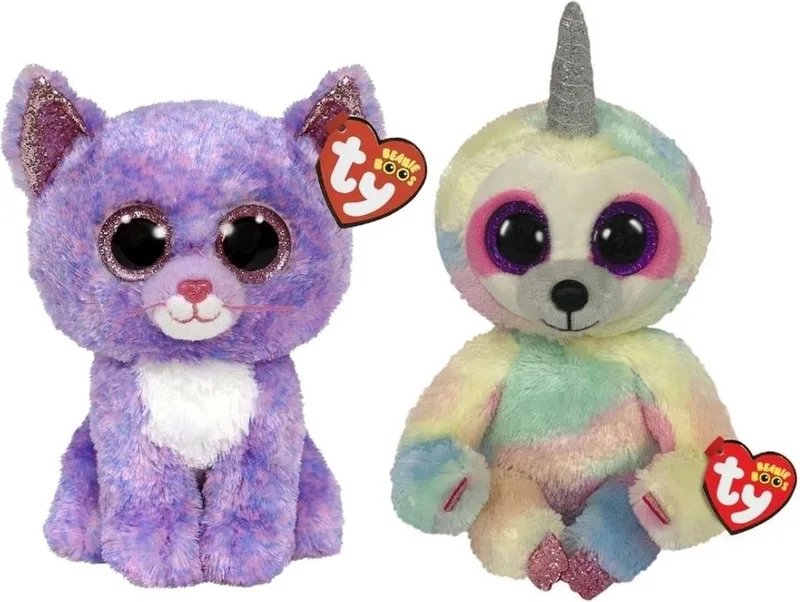 Knuffel - Beanie Buddy - Cassidy Cat & Cooper Sloth von Ty in Mehrfarbig – Produktfoto