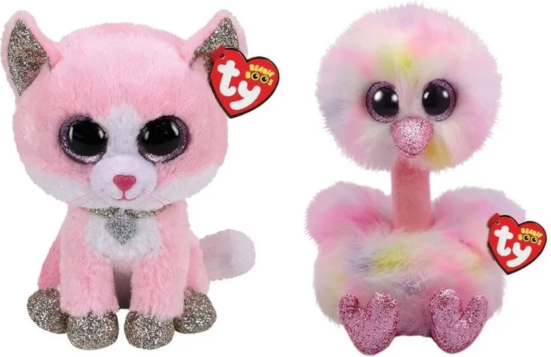 Knuffel - Beanie Buddy - Fiona Pink Cat & Avery Ostrich by Ty in Multicolour – product photo