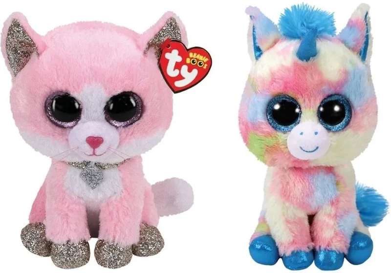 Knuffel - Beanie Buddy - Fiona Pink Cat & Blitz Unicorn by Ty in Multicolour – product photo