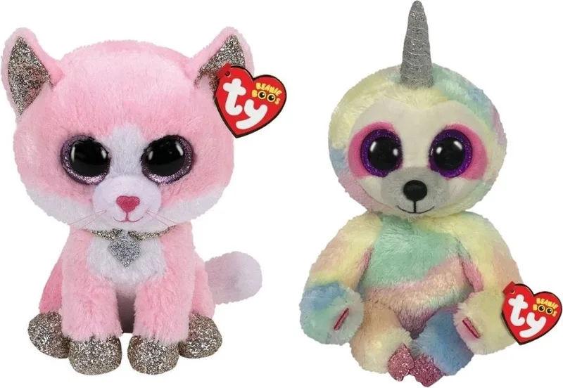 Knuffel - Beanie Buddy - Fiona Pink Cat & Cooper Sloth by Ty in Multicolour – product photo