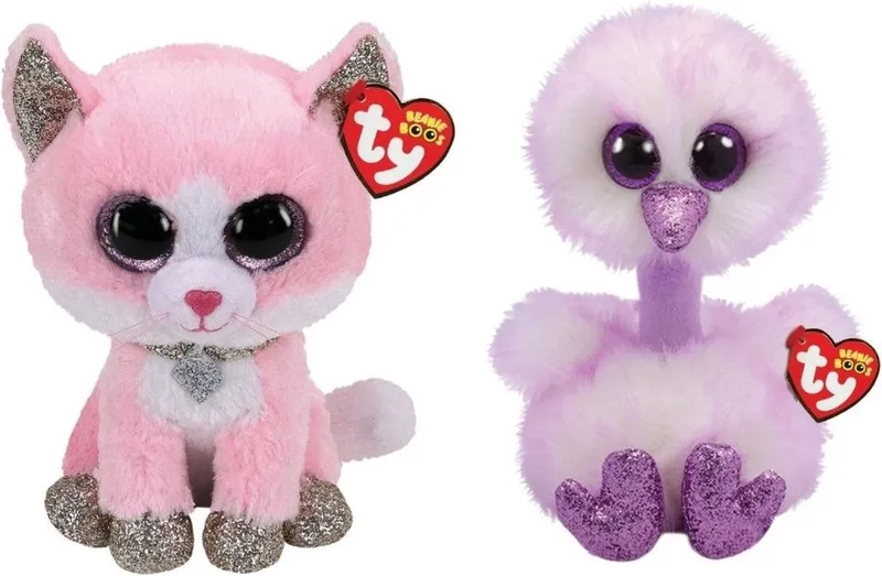 Knuffel - Beanie Buddy - Fiona Pink Cat & Kenya Ostrich by Ty in Multicolour – product photo