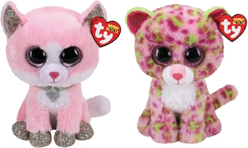 Knuffel - Beanie Buddy - Fiona Pink Cat & Lainey Leopard by Ty in Multicolour – product photo