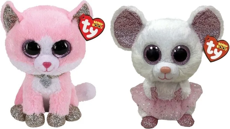 Knuffel - Beanie Buddy - Fiona Pink Cat & Nina Mouse by Ty in Multicolour – product photo