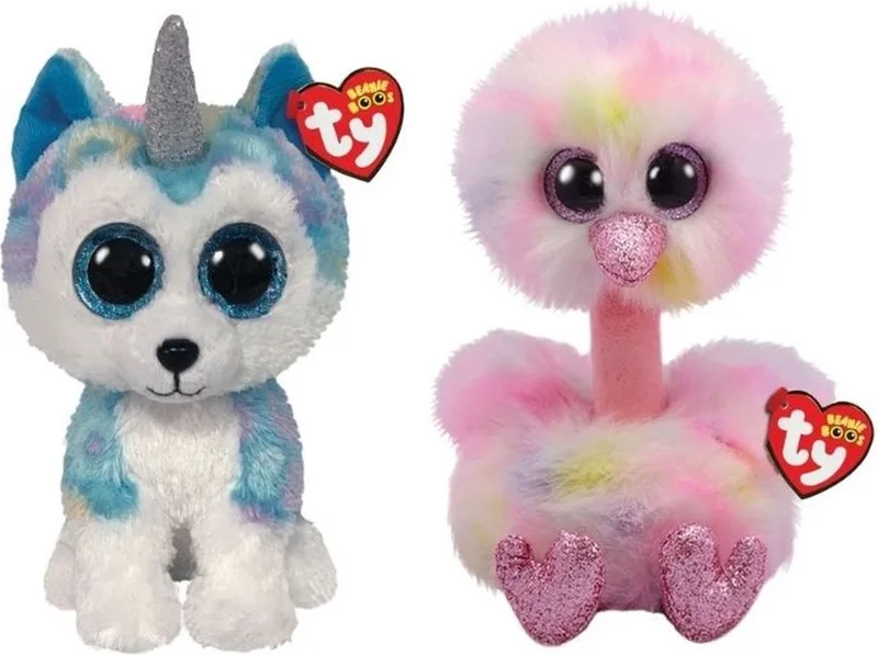 Knuffel - Beanie Buddy - Helena Husky & Avery Ostrich van Ty in Meerkleurig – productfoto