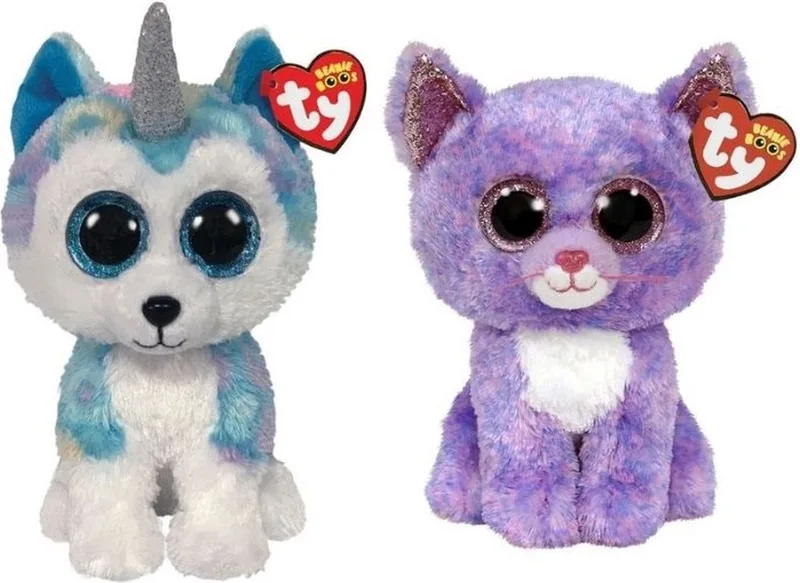 Knuffel - Beanie Buddy - Helena Husky & Cassidy Cat von Ty in Mehrfarbig – Produktfoto