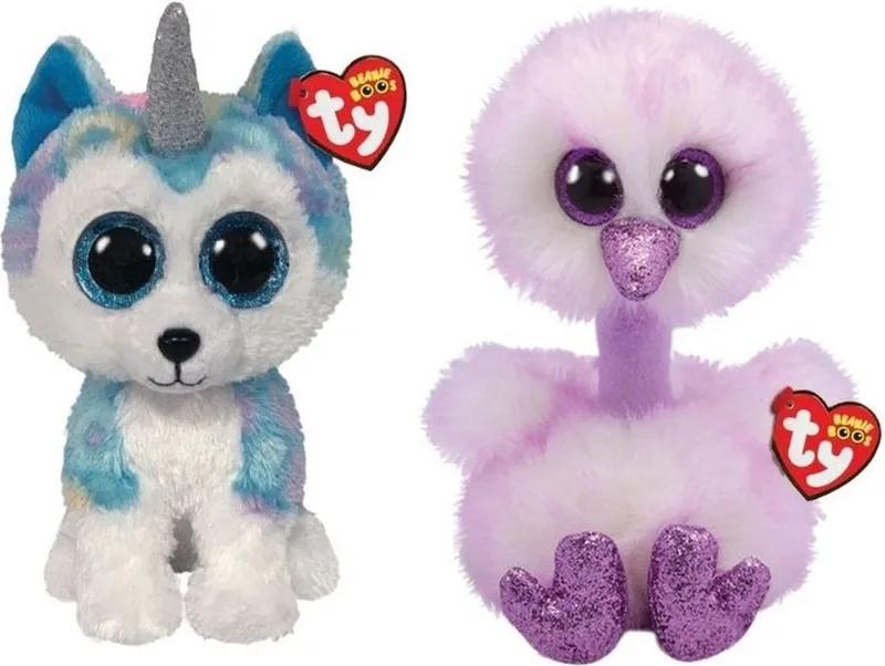 Knuffel - Beanie Buddy - Helena Husky & Kenya Ostrich by Ty in Multicolour – product photo