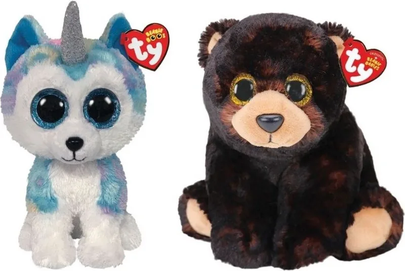 Knuffel - Beanie Buddy - Helena Husky & Kodi Bear von Ty in Mehrfarbig – Produktfoto