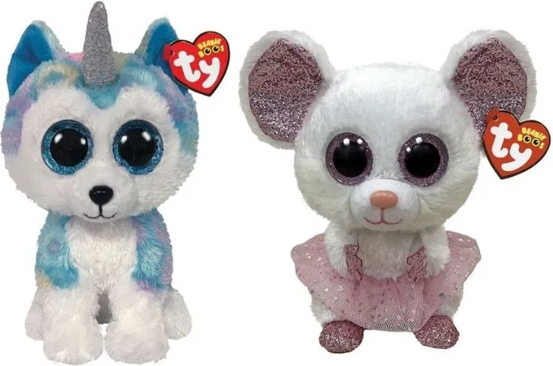 Knuffel - Beanie Buddy - Helena Husky & Nina Mouse von Ty in Mehrfarbig – Produktfoto