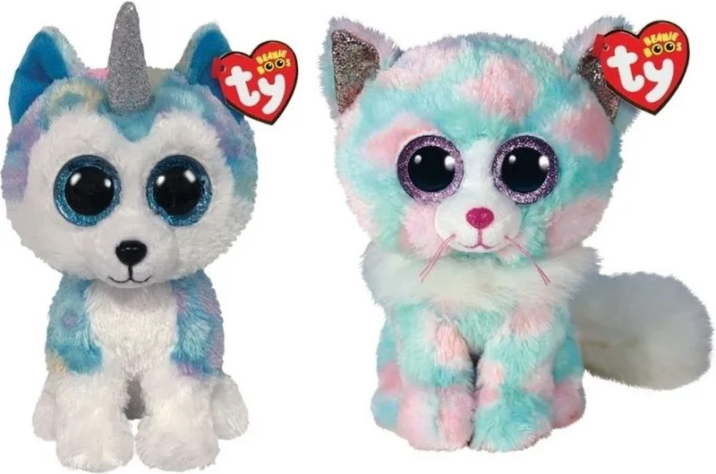 Knuffel - Beanie Buddy - Helena Husky & Opal Cat van Ty in Meerkleurig – productfoto
