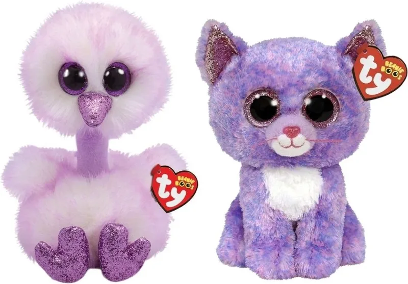 Knuffel - Beanie Buddy - Kenya Ostrich & Cassidy Cat fra Ty i Flerfarvet – produktbillede