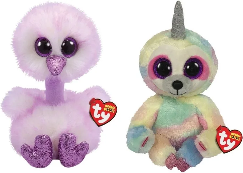 Knuffel - Beanie Buddy - Kenya Ostrich & Cooper Sloth von Ty in Mehrfarbig – Produktfoto