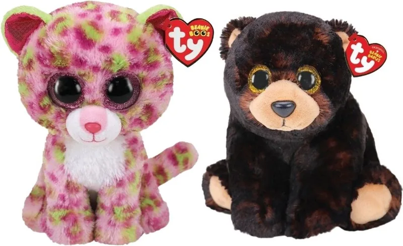 Knuffel - Beanie Buddy - Lainey Leopard & Kodi Bear by Ty in Multicolour – product photo