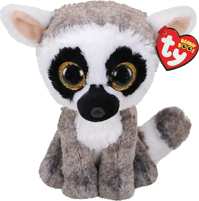 Knuffel - Beanie Buddy - Linus Lemur - 24cm by Ty in Black, Grey, White – product photo