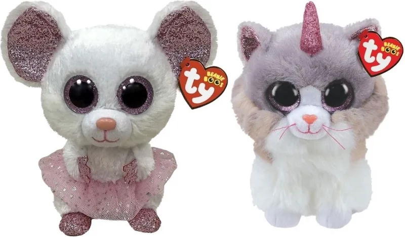 Knuffel - Beanie Buddy - Nina Mouse & Asher Cat by Ty in Multicolour – product photo
