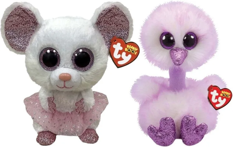 Knuffel - Beanie Buddy - Nina Mouse & Kenya Ostrich by Ty in Multicolour – product photo