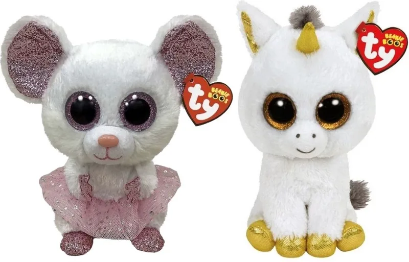 Knuffel - Beanie Buddy - Nina Mouse & Pegasus Unicorn van Ty in Meerkleurig – productfoto