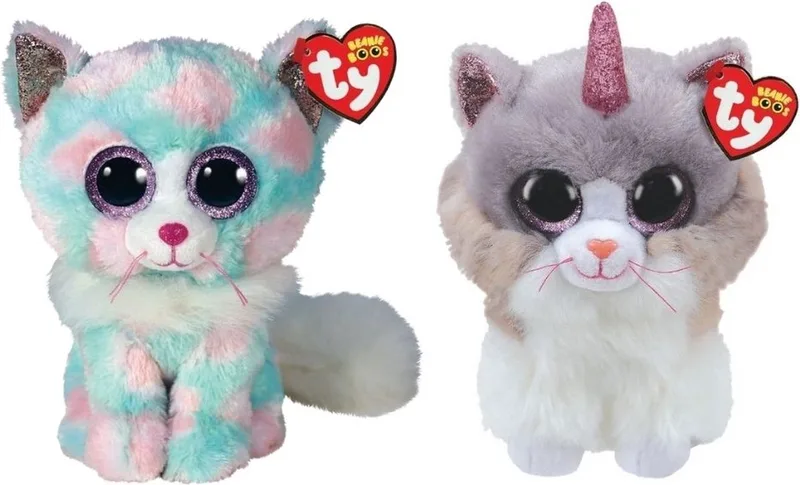 Knuffel - Beanie Buddy - Opal Cat & Asher Cat von Ty in Mehrfarbig – Produktfoto