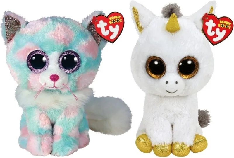 Knuffel - Beanie Buddy - Opal Cat & Pegasus Unicorn van Ty in Meerkleurig – productfoto