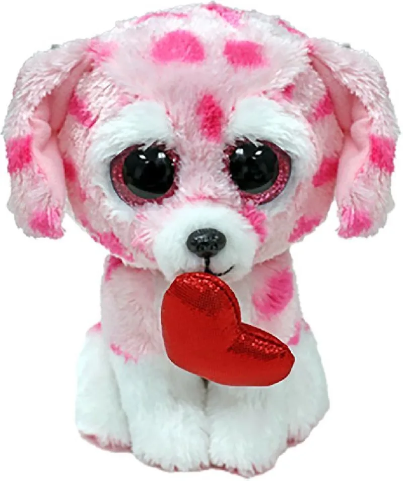 Knuffel Hond Rory 15 Cm by Ty in White, Pink, Red – product photo