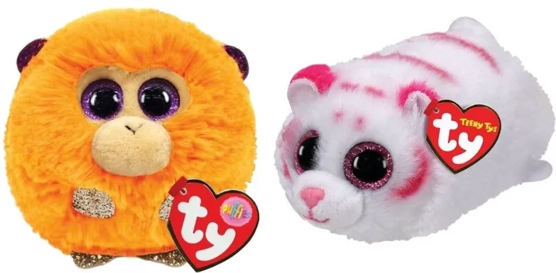 Knuffel - Teeny Puffies - Coconut Monkey & Tabor Tiger von Ty in Mehrfarbig – Produktfoto