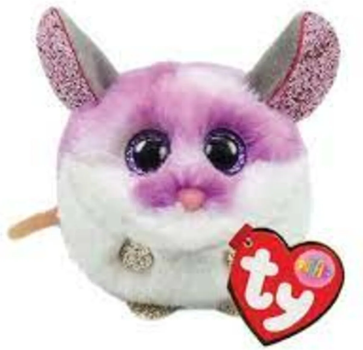 Knuffel - Teeny Puffies - Colby Mouse - 10cm de Ty en Rose, Blanc – photo produit