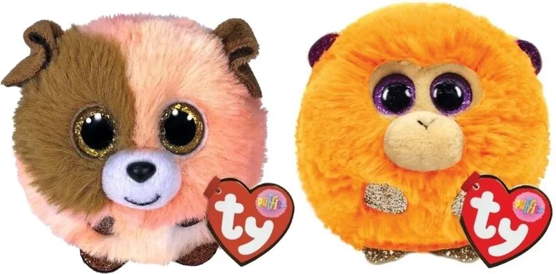 Knuffel - Teeny Puffies - Mandarin Dog & Coconut Monkey by Ty in Multicolour – product photo