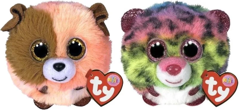 Knuffel - Teeny Puffies - Mandarin Dog & Dotty Leopard by Ty in Multicolour – product photo