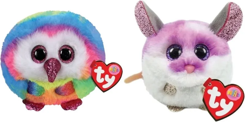 Knuffel - Teeny Puffies - Owel Owl & Colby Mouse by Ty in Multicolour – product photo