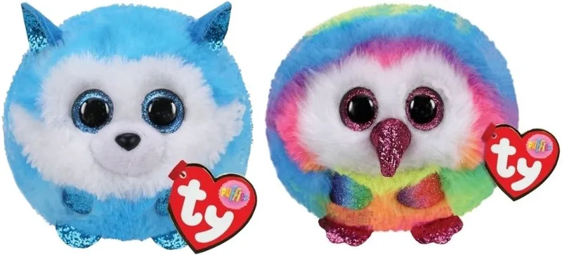 Knuffel - Teeny Puffies - Prince Husky & Owen Owl von Ty in Mehrfarbig – Produktfoto