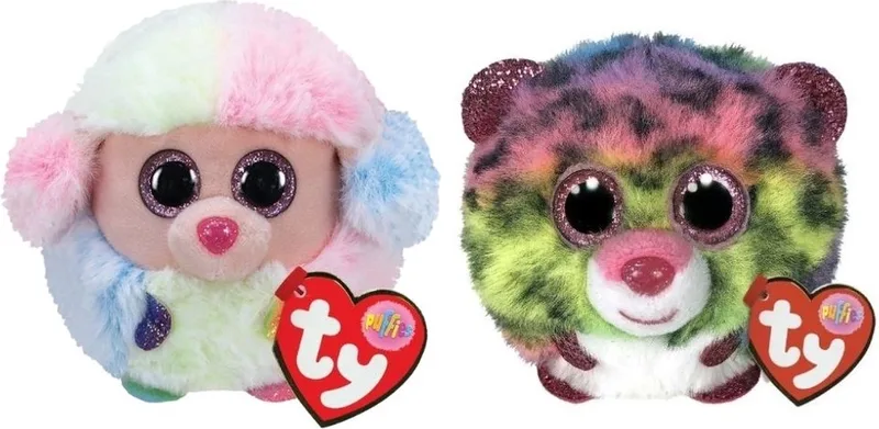 Knuffel - Teeny Puffies - Rainbow Poodle & Dotty Leopard by Ty in Multicolour – product photo