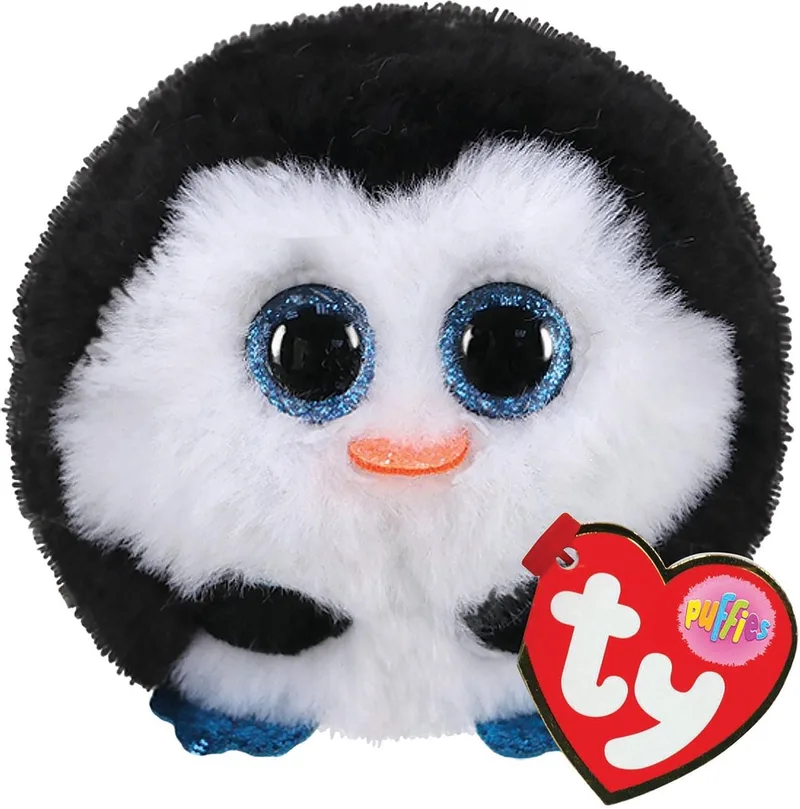 Knuffel - Teeny Puffies - Waddles Penguin - 10cm de Ty en Noir, Blanc – photo produit