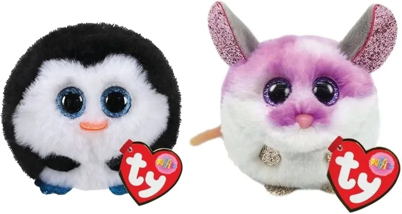 Knuffel - Teeny Puffies - Waddles Penguin & Colby Mouse by Ty in Multicolour – product photo
