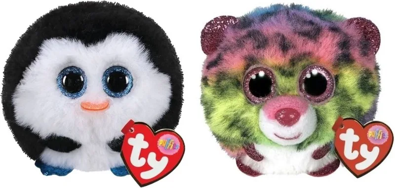 Knuffel - Teeny Puffies - Waddles Penguin & Dotty Leopard by Ty in Multicolour – product photo