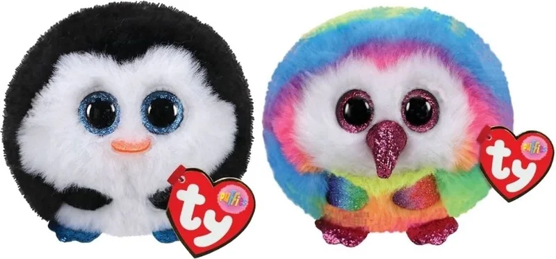 Knuffel - Teeny Puffies - Waddles Penguin & Owen Owl by Ty in Multicolour – product photo
