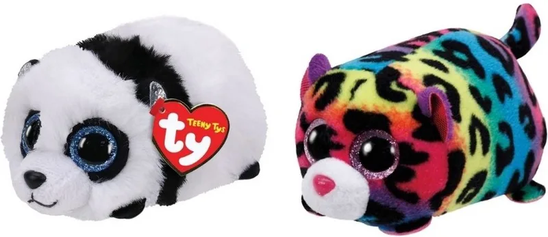 Knuffel - Teeny Ty's - Bamboo Panda & Jelly Leopard von Ty in Mehrfarbig – Produktfoto