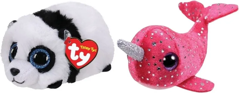 Knuffel - Teeny Ty's - Bamboo Panda & Nelly Narwhal by Ty in Multicolour – product photo