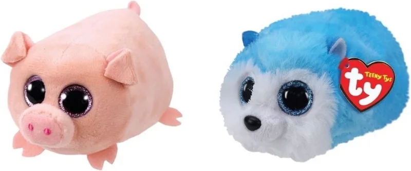 Knuffel - Teeny Ty's - Curly Pig & Slush Husky von Ty in Mehrfarbig – Produktfoto