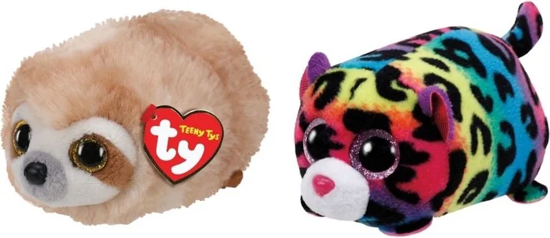 Knuffel - Teeny Ty's - Dangler Sloth & Jelly Leopard von Ty in Mehrfarbig – Produktfoto